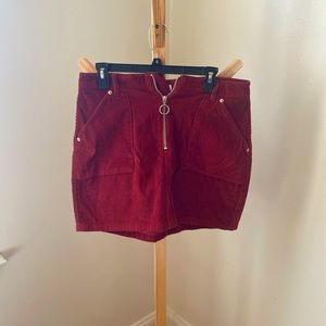 Topshop front zip corduroy miniskirt, rust size 8